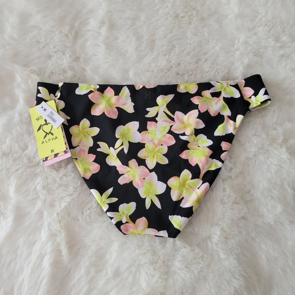 🍸HURLEY MAX PLUMERIA FULL TAB SIDE BOTTOM SIZE M
